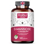 D-Mannose - High Strength 2100 mg per Serving - 160 Vegan Capsules - Natural and Laboratory Tested - D Mannose with Cranberry & Vitamin C for Urinary Tract & Bladder Health - Raibu