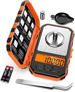 Newset AMIR Digital Milligram Scale, 50/0.001g High-Precision Pocket Jewelry Scale, LCD Backlit Display, 6 Units, Auto Off, Tare with 20g Calibration Weights Tweezers (Batteries Included) - Orange