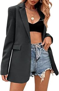 Febriajuce Women's Casual Long Sleeve Lapel Oversized Button Work Office Blazer Suit Jacket