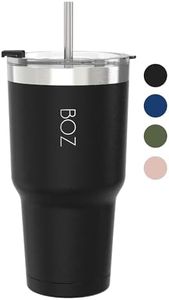 BOZ Tumbler - Tumbler with Lid and Straw - Insulated Tumblers - Cups with Lid and Straw - Stainless Steel Tumbler - Perfect for Hot and Cold Drinks - BPA Free (Black)