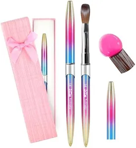 Acrylic Nail Brush - 100% Kolinsky Sable Hair Brush for Acrylic Application - Professional Salon-Grade Tools with Box for Nail Art, Extensions & 3D Carving (Gradient, #14)