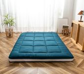 MAXYOYO Futon Mattress, Padded Japanese Floor Mattress Quilted Bed Mattress Topper, Extra Thick Folding Sleeping Pad Breathable Floor Lounger Guest Bed (Bluestone, Single)