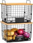 2 Set Stackable Wire Basket with Ba