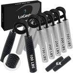 LoGest Metal Hand Grip Set, No Slip Heavy-Duty Finger Strengthener with Gift Box, Great Wrist & Forearm Exercise, for Home Office & Gym Use, for Beginners to Professionals (100LB-350LB (6 Pack))