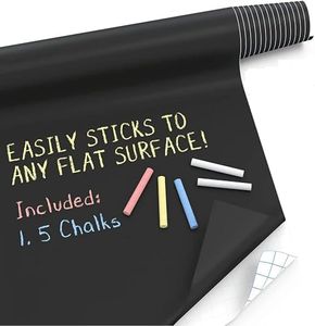 UCRAVO Black Chalkboard Wall Sticker, Chalkboard Sticker Reusable Self Adhesive Paper for Home School Office Classroom Presentation Restaurant Menu Board, Chalk Board Paint Wall Paper