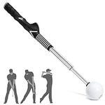 Golf Swing Trainer Aid Lightweight Stretchable Practice Rod Portable Speed Training Aids Ergonomic Grip for Men Women Right Handed Golfer (1 Pack Black)