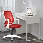 ROSE® Mono Mesh Mid-Back Ergonomic Office Chair | Study Chair | Revolving Chair | Computer Chair | Work from Home (White & Red)