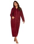 Ekouaer Women's Flannel Robe Zipper Front Robes Full Length Bathrobe(S-XXL)