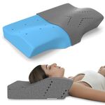 MY ARMOR Cool Gel Cervical Pillow for Neck Pain, Spondylitis Neck, Orthopedic Memory Foam Pillow for Sleeping, Contour Pillow for Shoulder Pain - Dual Height - 2 & 4 Inch Height - Grey, Pack of 1