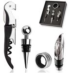 HASTHIP® 4PCS Bottle Openers Wine Bottle Opener Kit for Beer or Wine Premium Wine Opener Gift Set Includes Corkscrew Bottle Stopper Wine Pourer and Wine Ring(Gift Packaging)