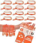 12 Pack ORANGE 7-Inch Zipper Bracelets - Fidget Party Favors for Kids - Bulk Bracelets for Kids - Fidget Bracelet for Anxiety - Perfect for Halloween & National Color Day - Kids Zipper Bracelets