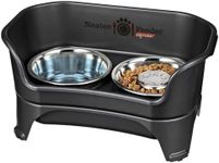 Neater Feeder - Express Model w/ Slow Feed Bowl - Mess-Proof Dog Bowls (M/L, Black) Made in USA – Elevated, No Spill, Non-Tip, Non-Slip, Raised Stainless Steel Food/Water Pet Bowls Aid Digestion