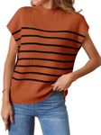 MEROKEETY Women's Summer Sleeveless Sweater Tops Dressy Trendy High Neck Loose Basic Knit Pullover Shirts, Rust, Large