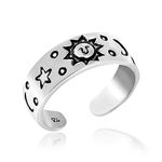 Celestial Sky Sun Moon and Star .925 Sterling Silver Toe Ring or Pinky Ring