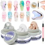 SUPWEE Solid Builder Gel, Clear White Nude 3D Nail Gel Sculpting Gel for Nails Art with UV Nail Lamp & Chrome Powder for Nail Extension Carving Gel Modeling Nail Salon DIY