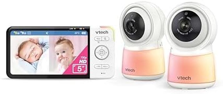 VTech RM5754HDV2 5” 2-Camera Smart HD Video Baby Monitor with Remote Access, Night Light, 2-Way Talk, Soothing Sounds, Temp Sensor & Motion Detection, up to 15 Hours Battery Life