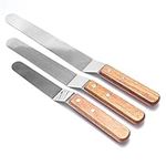 MOTZU 3 Pieces Angled Icing Spatula, Offset Cake Frosting Spatula Set with Wooden Handle, Professional Stainless Steel Baking Cake Decorating Spatulas(6.0"/8.0"/10.0")