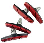 BlueSunshine 2 Pairs (4 Pieces) MTB Bike Cycle Bicycle Rubber V-Brake Pads No-Noise No-Skid 70mm (Red)