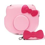 Instax Mini Hello Kitty Instant Camera Case, HelloHelio [Exact-Fit] Pink Kitty Bowknot Case for INS Mini KIT CHEKI Camera - Pink