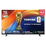 Toshiba 189 cm (75 Inches) 4K Ultra HD Smart QLED TV | Dolby Atmos, HDR10+ | 36W Powerful Speakers | AI Sports Mode | REGZA Engine ZR | AI 4K Upscaling | Voice Control | VIDAA OS| 75M450RP (Black)