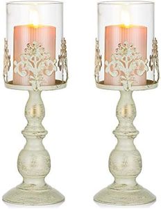 Nuptio 2 Piezas Sostenedor de Candelabro Tallado Retro, Paquete Actualizado Decoración de Cristal para la Parte Central de Mesa de Fiesta