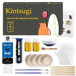 Kintsugi Repair Kit Gold, Japanese Gold Repair Kit with Practice Cup, Gold Glue for Ceramics and Porcelain Repair, Beginner Repair Broken Ceramics Kintsugi Kit, Handmade Gifts