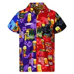 Bench T Shirts Men,Hawaiian Shirts for Men Short Sleeve Summer Hawaiian Lapel Shirts Men's Spring Summer Fashion Casual Majestic Rooster Turkey Print Party