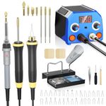 Trsaow Upgraded Wood Burning Kit with 3 Pens, 30 Wire Nibs and 7 Solid-Point Tips, Pyrography Wood Burning Tool Set with Digital Temperature Display for Pyrography Artworks