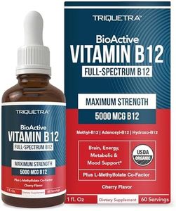 BioActive Vitamin B12 5000 mcg | Contains 3 BioActive B12 Forms Plus Methylfolate Cofactor - Methyl B12, Adenosyl B12 & Hydroxy B12 | Sublingual Form, Cherry Flavor, Organic, Vegan (60 Servings)