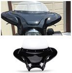 ECOTRIC Universal Motorcycle Cruiser Front Outer Fairing Batwing w/Clear Windshield 37" Wide x 24" Tall Bat Wing Transparent Black ABS Plastic Durable