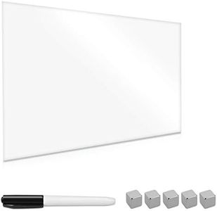 Navaris Tableau blanc magnétique en verre - Tableau mural effaçable 60 x 40 cm avec 1x stylo feutre 5x aimant et kit de fixation - Panneau aimanté