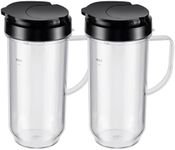 Equust 4-piece Tall 22oz Mug Cups with Flip-Top To-Go Lids Replacement Parts Compatible with 250W Magic Bullet Blender Cups MB1001