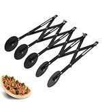 Nikou 5 Wheel Pizza Cutter, Stainless Steel Pastry Cutter Expandable Pizza Slicer Multi Wheel Knife Dough Roller Pasta Wheeling for Kitchen Baking (Black)