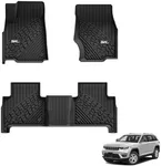 3W Floor Mats Fit for 2022-2025 Jeep Grand Cherokee (Non L or WK) TPE All Weather Custom Fit Floor Liner 1st and 2nd Row Full Set Car Mats, Black