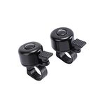 GSM Brands Bike Bell for Bicycle, 2pcs Mini Aluminum, Classic Loud Sound Pack of Two Black Bells Fit Handlebars .87-.89"