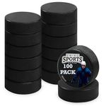 Swing Sports Hockey Pucks Bulk Set - 100pk Rubber Street Hockey Pucks 6oz Hockey Biscuits for Outdoor and Ice Practice