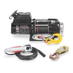 Warrior Ninja 3500lb 12v Electric Winch - Wired Hand Control, High Power Motor - Heavy Duty Contacts, Steel Planetary Gearing, Steel Drum, Watertight Socket, Chip Resistant Paint - Synthetic Rope