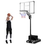 Goplus Basketball Hoop Outdoor, 4.9-10FT Height Adjustable Portable Basketball Stand System w/Shatterproof Backboard, 2 Wheels, Fillable Base, Free Weight Bag, Basketball Goal for Teens Youth Adults