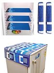 Yellow Weaves Combo of Fridge Cover for Top, 2 Fridge Handle Covers + 3 Fridge Mats (Blue, 6 Piece set)