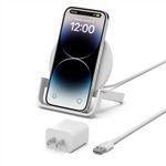 Belkin BoostCharge 10W Fast Wireless Charging Stand, Includes QuickCharge 3.0 Wall Charger and Cable, Case Compatible for iPhones, Galaxy, Pixel and Other Qi Enabled Devices (includes AC adapter)