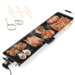 SIMOE 35 Inch Large Electric Griddle, Teppanyaki Grill BBQ with 4-Level Adjustable Temperature, Insulated Handles & Drip Tray, Indoor Outdoor Extra Long Griddle Pan Electric for Party, Home, Camping