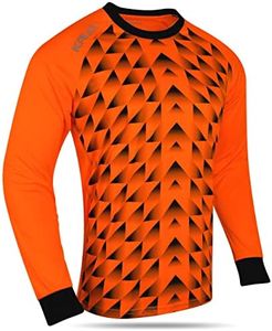 Kalci Goalkeeper Soccer Jersey Elbow Padded Shirt for Adult & Youth Long Sleeve Goalie Jersey for Men, Boy, Kids, Girls, & Women(Orange, YM)
