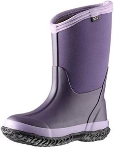 MCIKCC Kids Rubber Rain Boots, Waterproof Solid Classic Pull On Snow Wellies Boot for Children Toddler Boys Girls, Dark Purple, 7 Wide Toddler