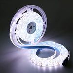 YUNBO LED Strip Light Cool White 6000-6500K, 5M 300 Units SMD 5050 Flexible 12V Waterproof IP65 Cuttable LED Tape Light for Home, Kitchen Cabinet, Living Room Lighting Decoratio