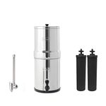 Travel Berkey Gravity-Fed Water Filter System with 2 Black Elements Plus Deluxe 7'' Stainless Steel View Spigot - Capacity 1.5 Gal