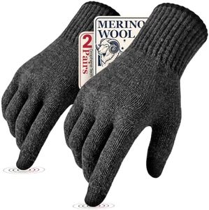 Merino Wool Gloves for Men Women, Touch Screen Warm Fleece Liners