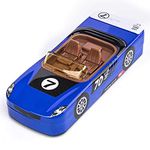 SILLYME Metal Car Shaped Pencil Box case with Wheels & Movable car Seats (Blue) | Pencil Box for Boys