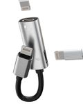 Lightning Double Plug Headphone Adapter (2-in-1) with Charging Cable Jack Splitter to Car AUX Audio for Apple MFI Certified Headphone Charge Splitter for iPad Converter for iPhone Mobile Phone