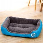 Kuber Industries Dog & Cat Bed|Super Soft Plush Top Pet Bed|Oxford Cloth Polyester Filling|Machine Washable Dog Bed|Rectangular Cat Bed with Rise-Edge Pillow|QY036B-S|Sky Blue