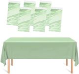 SietDESEO 6 Pack Sage Green Plastic Tablecloth 54 x 108 Premium Disposable Table Cloth for Rectangle Table Plastic Table Cover for Wedding Baby Shower Party Disposable Tablecloth